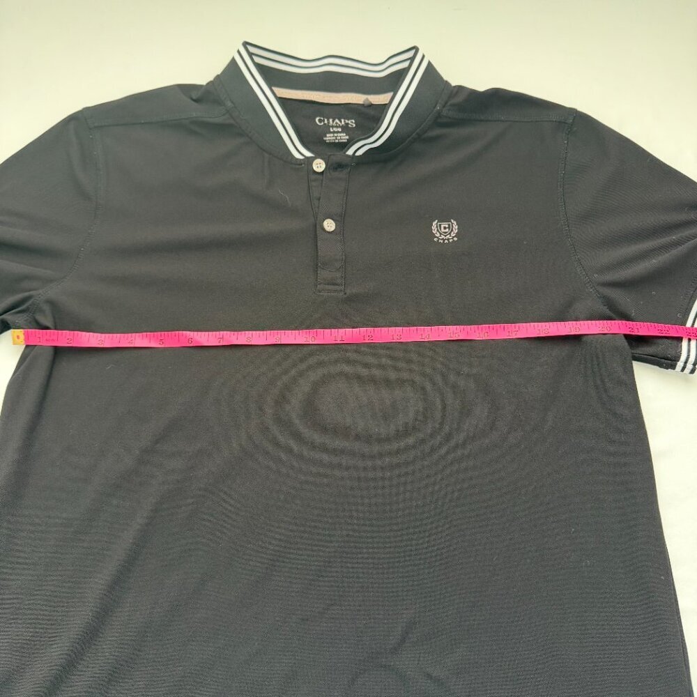 Chaps Polo Shirt Mens Large Black Short Sleeve Logo Classic Casual Golf Shirt - Picture 3 of 7